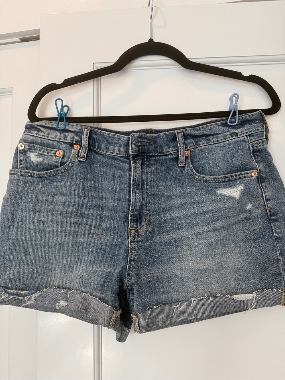 GAP Women's Medium Blue Distressed Denim Shorts